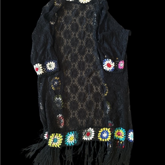 Black Crochet Cardigan with Multicolor Accents - Picture 6 of 6